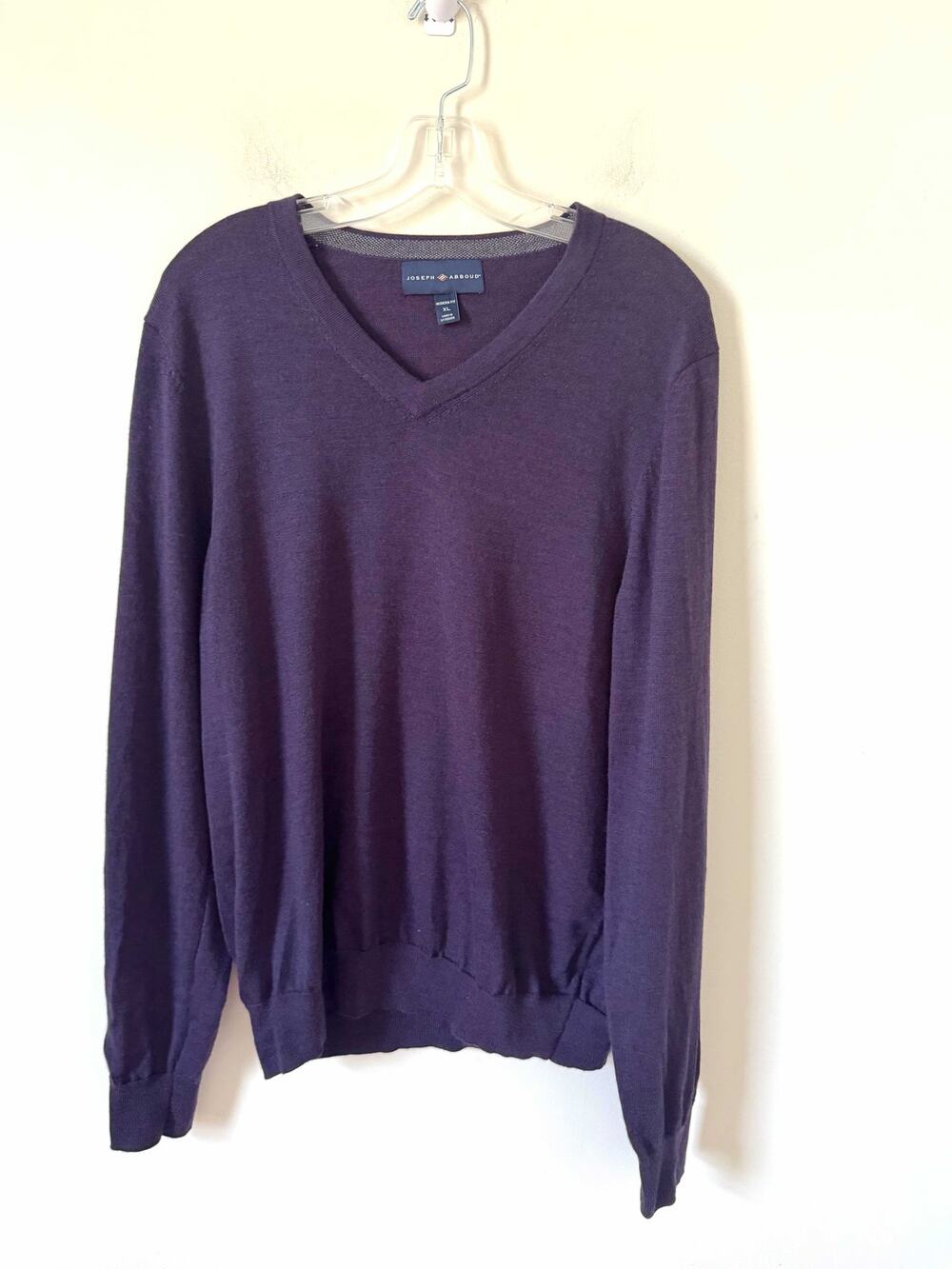 Joseph Abboud W-Neck Merino Wool Sweater Plum Purple Size XL